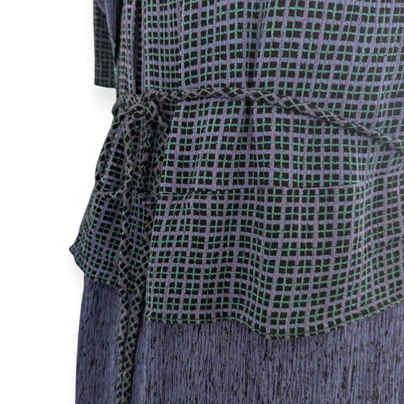 Rabbit Designs Dress Purple Short Sleeve Maxi Layered Round Neck Rayon Sz S - Picture 10 of 10